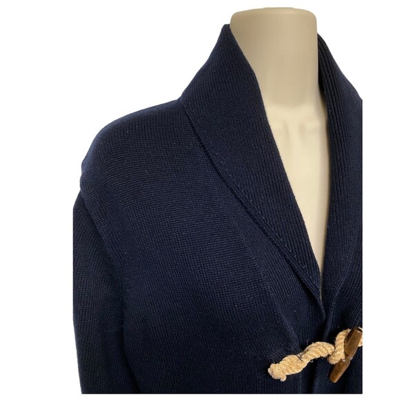 J.Crew Unisex Nautical Navy Wood Toggle Shawl Collar Cardigan Size M Preppy - Picture 5 of 9